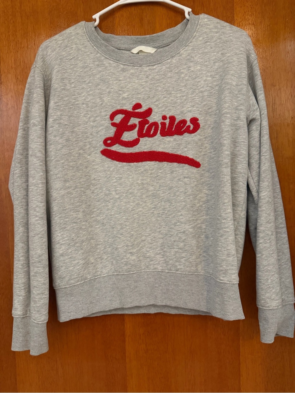 H&M Gray Crewneck Sweatshirt with Red Étoiles Script